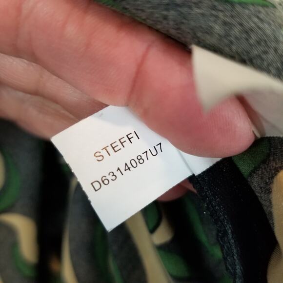 Diane Von Furstenberg Women's Steffi Silk Dress Green Empire Waist Black Size 4 - Picture 8 of 10